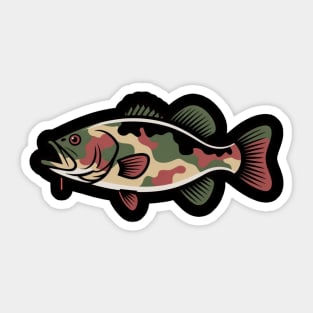 Fishing Camouflage, Bass Fish Design for Fishermen & Patriots – Perfect for Anglers, Boat Fishing Sticker